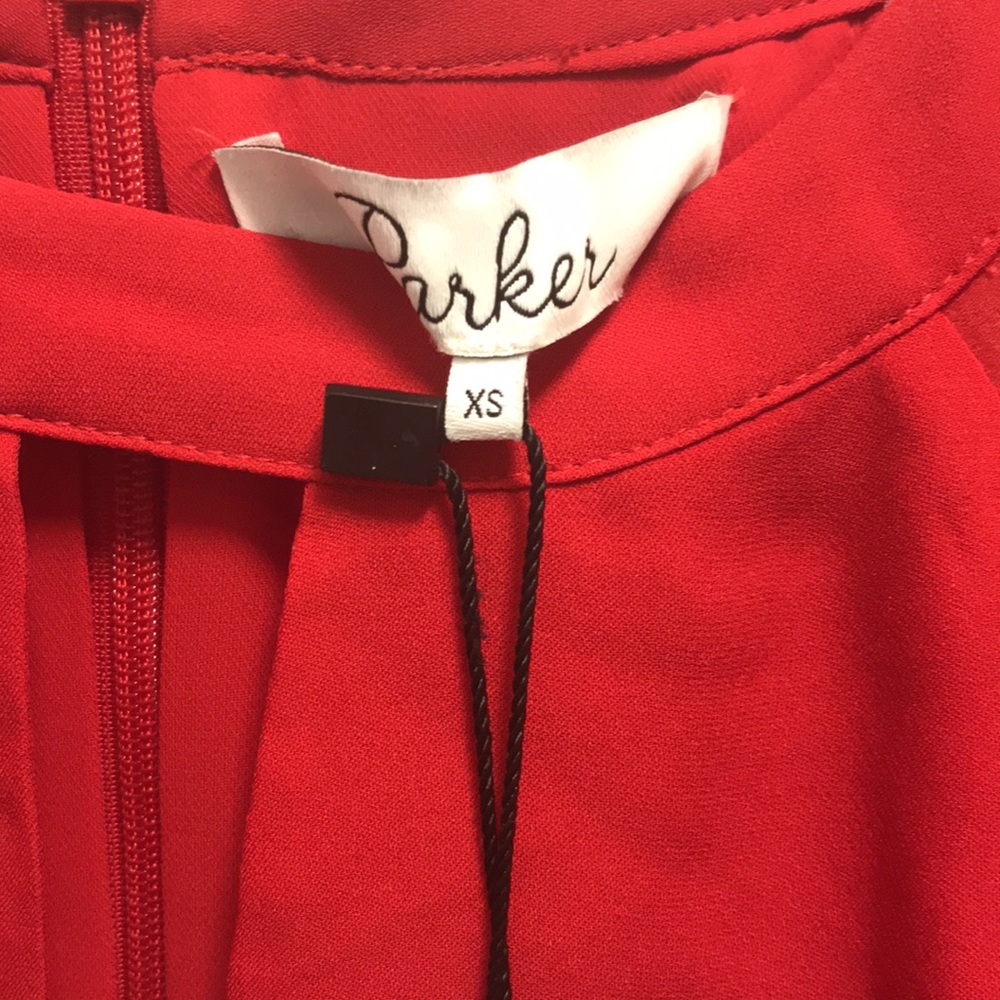 Parker Bernadette combo dress in poinsettia / red NWT - Picture 7 of 9